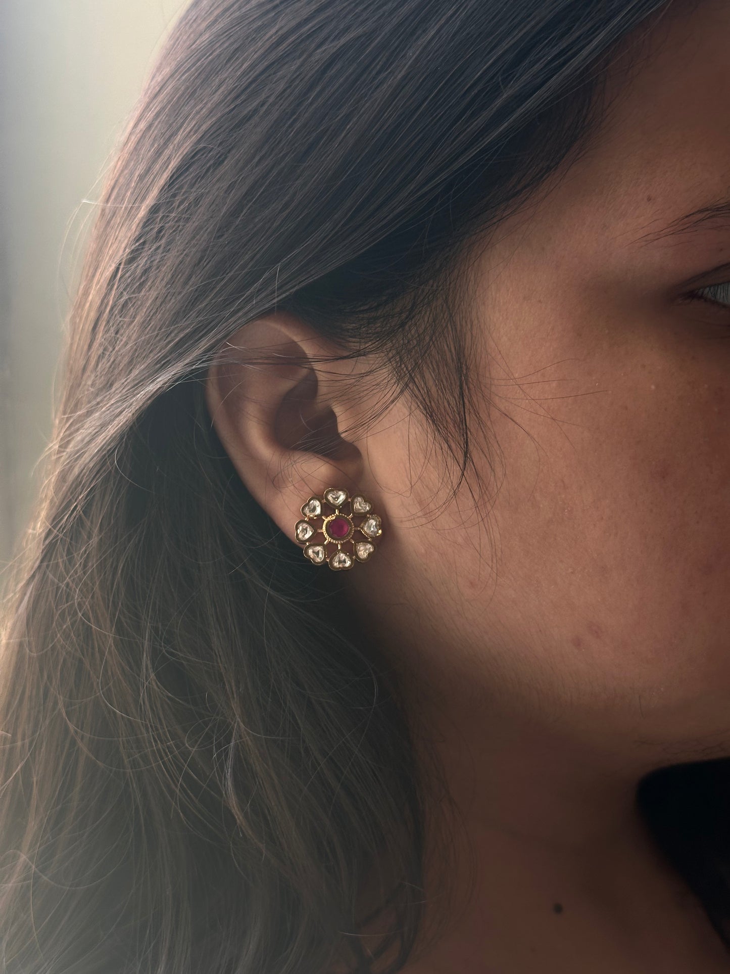 Flower Kundan Earrings