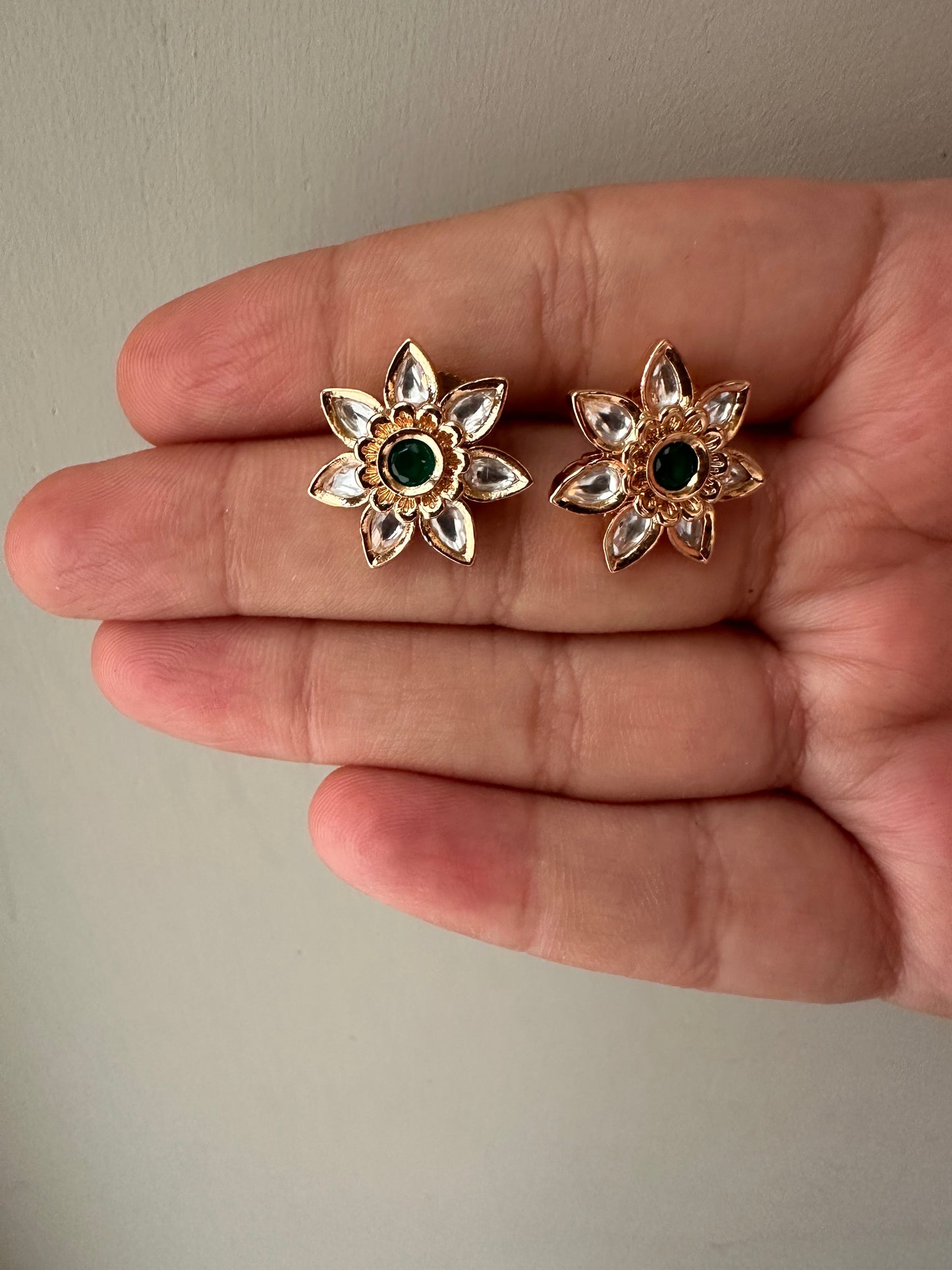 Green Floral Earrings