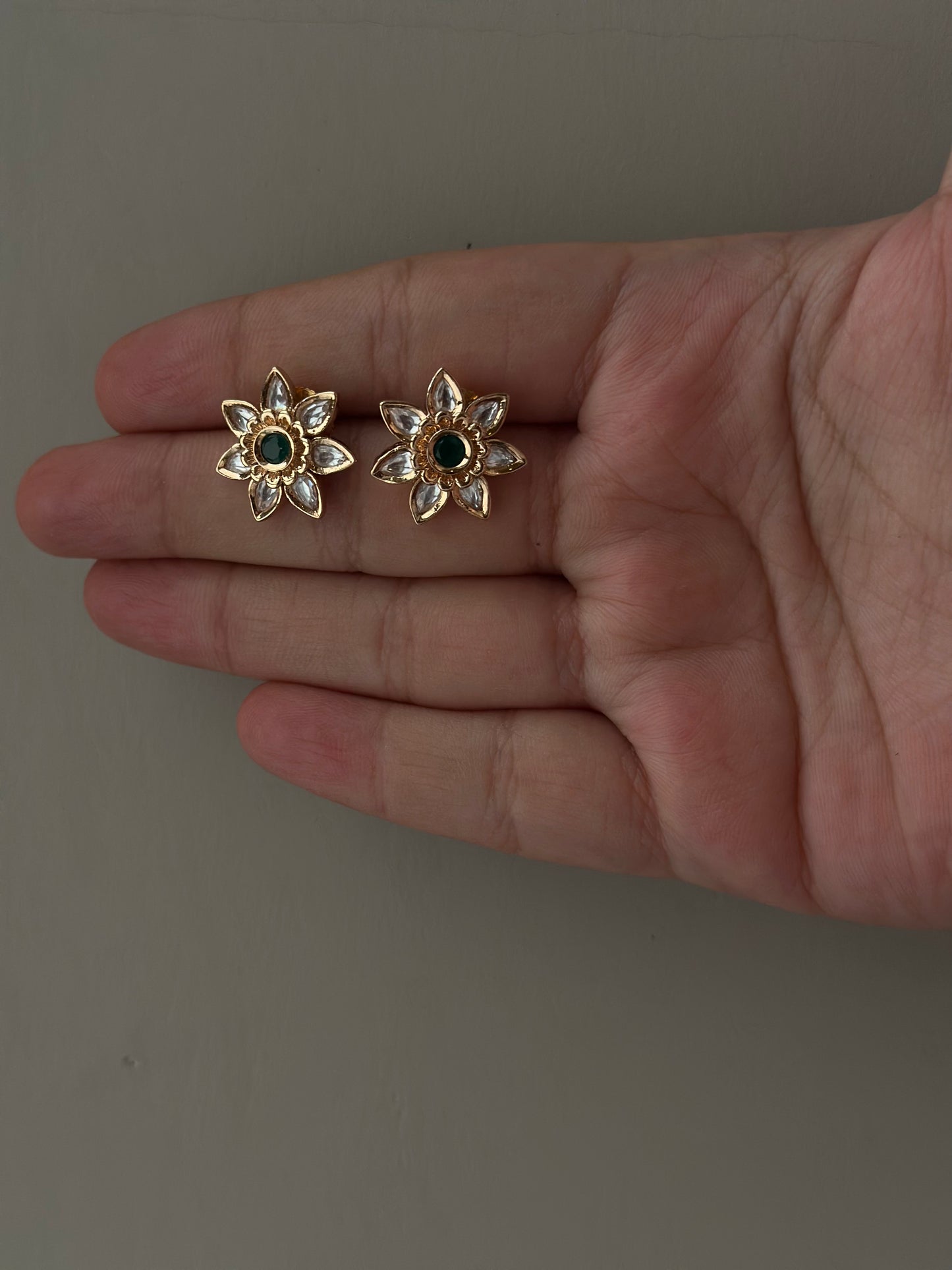 Green Floral Earrings