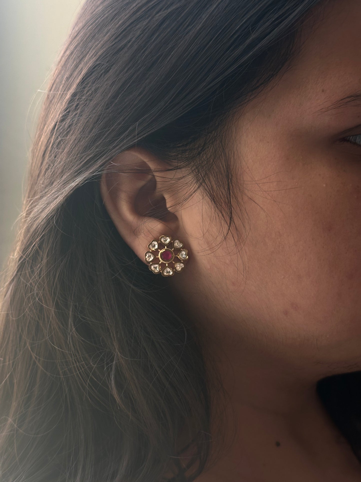 Flower Kundan Earrings